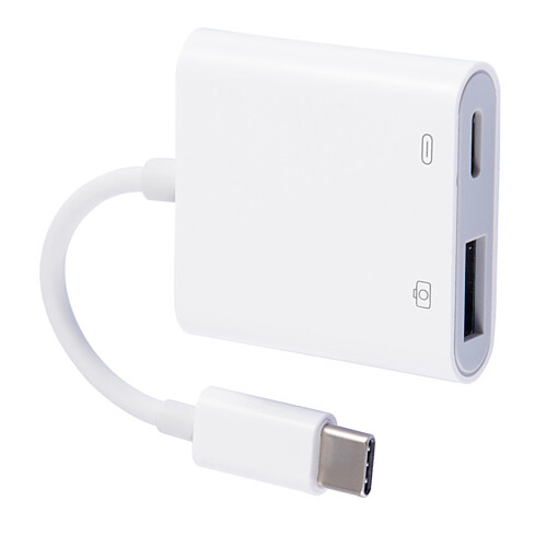 Camera Connector Kit, Lightning To Usb Camera Adapter With Charging Port Plug And Play For Select Iphone, Ipad Models Support Connect Card Reader, Mid 2
