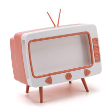 Retro tv-tissuebox, stevige en duurzame multifunctionele telefoonhouder voor overal, draagbaar en modieus ontwerp (roze)