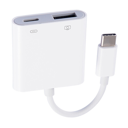 Camera Connector Kit, Lightning To Usb Camera Adapter With Charging Port Plug And Play For Select Iphone, Ipad Models Support Connect Card Reader, Mid 1