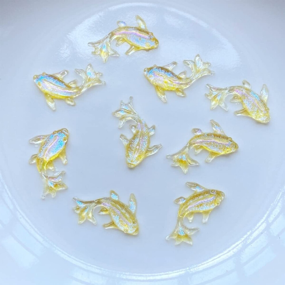 Yellow 100Pcs 3D Goldfish Nail Art Decorations Resin Charms For Acrylic Nails Diy Manicure