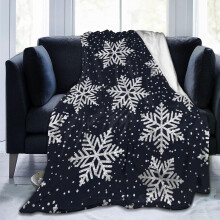 Winter Holiday Christmas Purple Pattern Golden Snowflakes Throw Blanket, Super Soft Lightweight Flannel for Couch Bed Sofa, 60"x50"