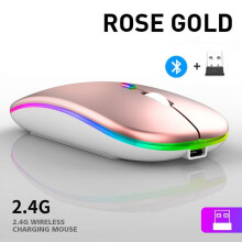5.0 Draadloze RGB-muis met USB-oplaadfunctie BT5.2 voor laptop, computer, pc, Macbook, gamingmuis 2,4 GHz 1600 DPI