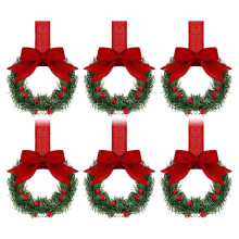 Bentne6Pcs Coronas navideñas para armarios de cocina Mini corona para armario con cinta de bayas