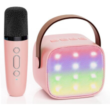 Mini karaoke machine for kids, portable Bluetooth speaker with wireless mic, compatible with toys birthday gifts for boys 4-10