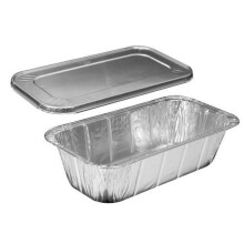1/3 Djup ångform i aluminiumfolie (tredje storlek) / 2,3 kg brödform med folielock, 10 set