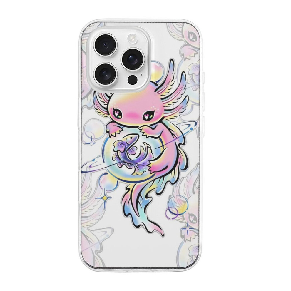 Kawaii Axolotl Tpu Case For Iphone 16 Pro Â Ultra Slim Shockproof Anti-Yellowing Scratch-Resistant Wireless Charging Enhanced Grip Transparent Style 9773935973329
