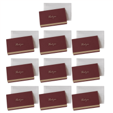 10 Pack Wedding Greeting Cards with Envelopes, Gold Foil Design Thank You Notes Red