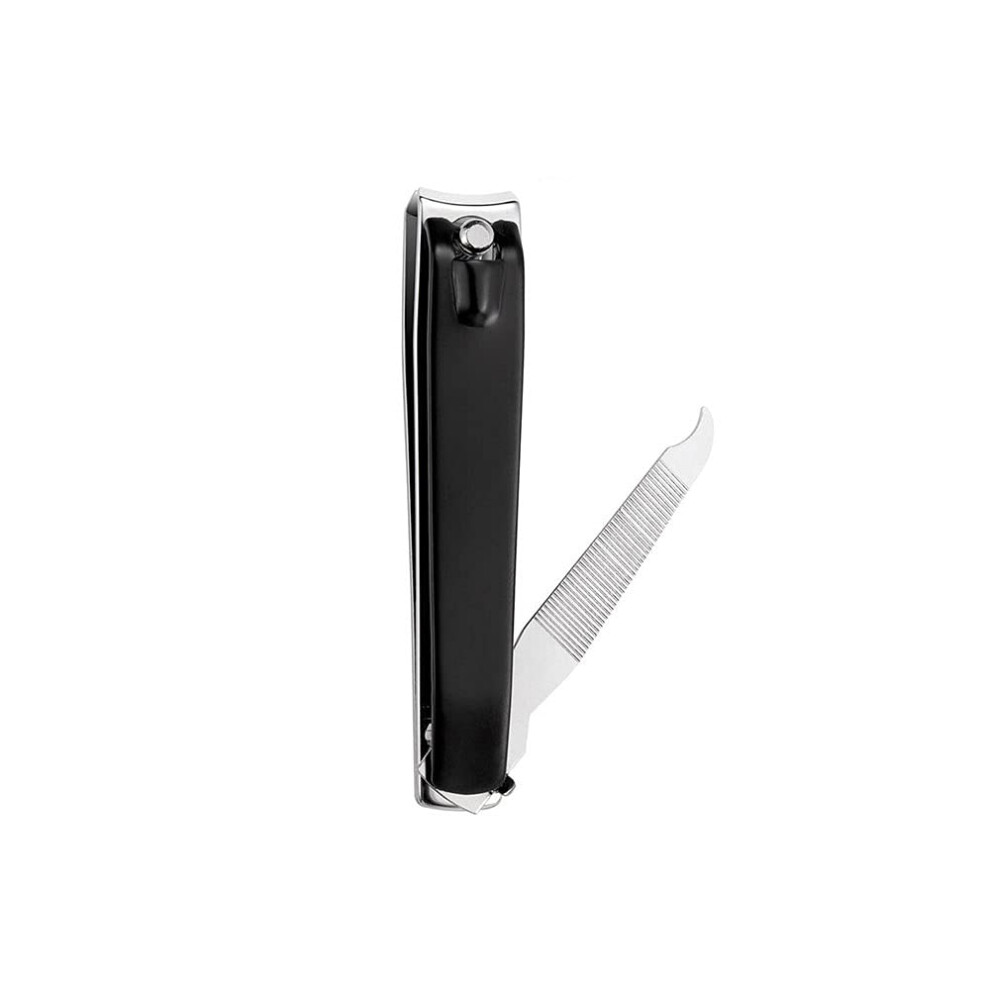 Black Stainless Steel Nail Clippers With Precision Curved Blades And Builtin File For Fingernails And Toenails Medium