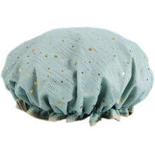 Reusable Waterproof Shower Cap for Women, Large DoubleLayer Design, Elastic Fit, Green