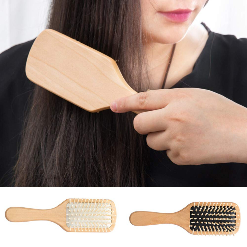 Wooden Hair Brush with Cushion Air Bag for Gentle Scalp Massage and Anti Static Detangling