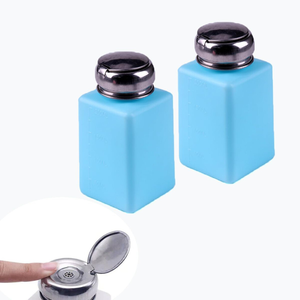 2 Pcs 200ml Plastic Pump Dispenser Bottle with Flip Cap for Nail Polish Remover and Makeup