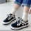 Γυναικεία φλατ παπούτσια από λινό καμβά, slip-on, sneakers με κορδόνια, άνετο ύφασμα, 5