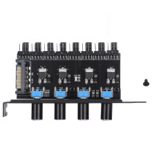 Køleblæserhub til pc, multiport8-kanals12V4-bens PWM-blæsercontroller med hastighedsregulator og justerbar modstand, kompatibel med harddisk, VGA,