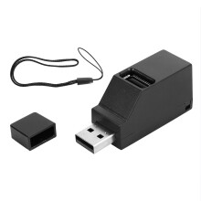 Tragbarer USB-Hub, breite Kompatibilität, 3-Port-Splitter für Notebooks, Desktop-PCs und Mobilgeräte, Schwarz, Highspeed-Übertragung, Plug & Play