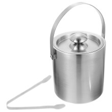 1 Set Stainless Steel Ice Container Insulated Ice Cube Bucket with Lid and Tong Bucket to Keep Ice Cold
