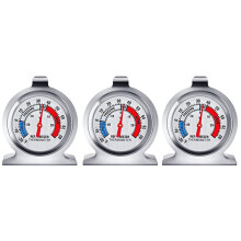 3er-Pack Kühlschrankthermometer mit roter Anzeige, großem Zifferblatt, Aufhängehaken und ausziehbarem Ständer, kompatibel mit Gefrierschrank,
