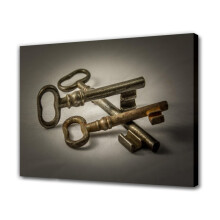 Pôster de três chaves antigas em metal sobre tela, decoração para quarto, paisagem esportiva, decoração para escritório, presente, estilo