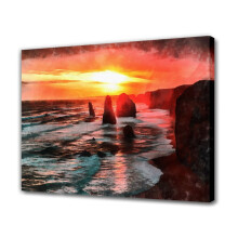 Australia klippe sky kystlinje horisont natur hav stein himmel solnedgang plakat, kompatibel med rammestil, 12x18 tommer (30x45 cm) lerretsveggkunst