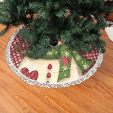 Weihnachtlicher Baumrock mit Fransen und Spitze, Schneemannkrone-Motiv für Weihnachts- und Winterkränze, weich, leicht, angenehm anzufassen, 91 cm
