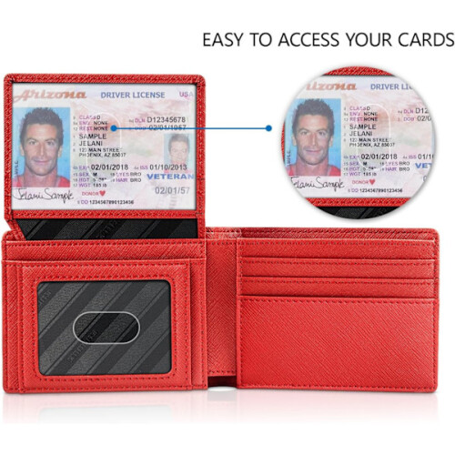 Ανδρικά Πορτοφόλια15, Λεπτό Δέρμα Rfid με Θήκη Κάρτας2ID, Παράθυρο με Κουτί Δώρου, 1