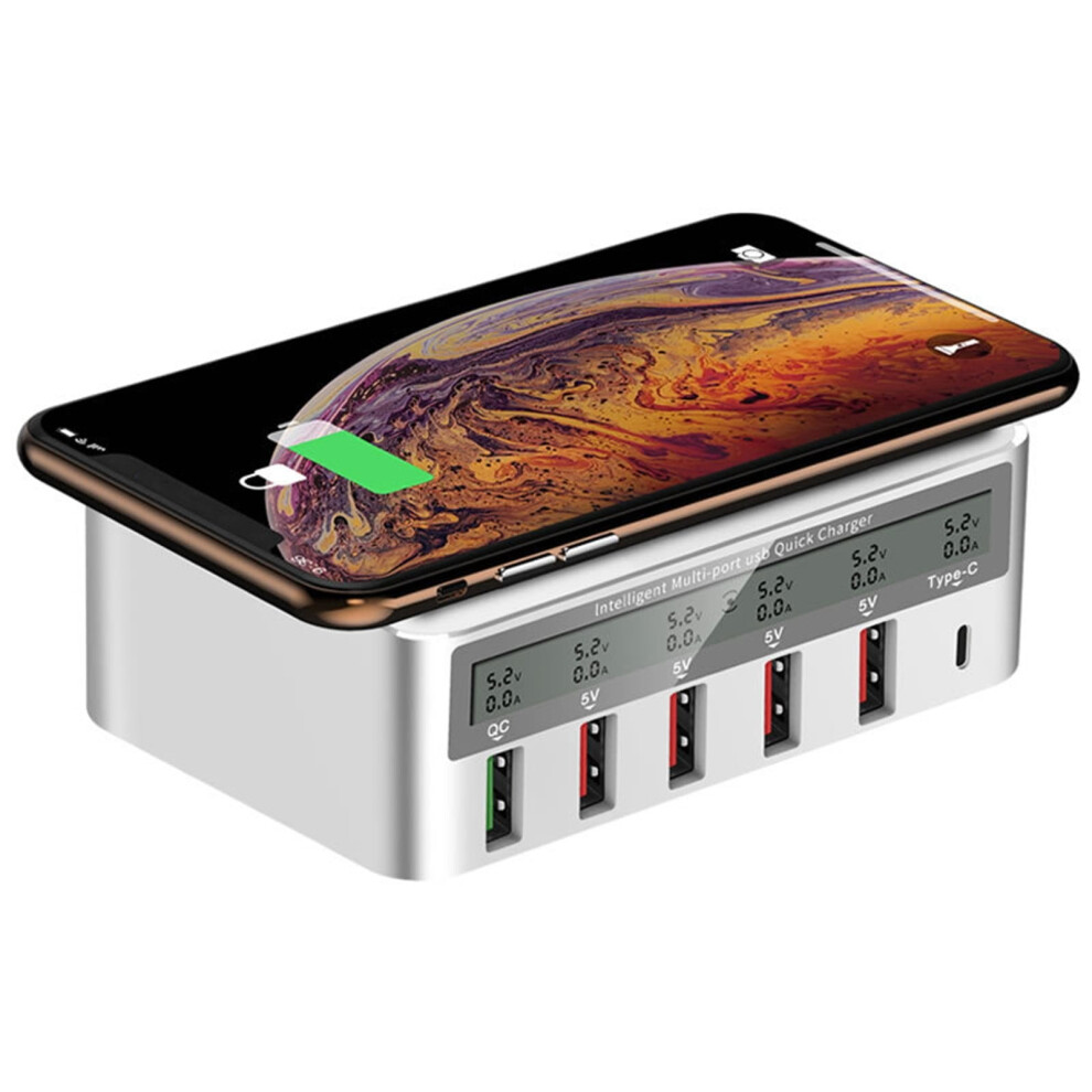 Txmfgh Wireless Fast Charging Hd Display Qc3.0 Fast Charging Head Smart Usb Phone Charger Multi-Port Universal Socket 9433291516140