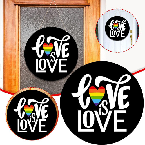 Πινακίδα Juesi Rainbow Love για την μπροστινή πόρτα, κρεμαστή πινακίδα LGBT Pride για βεράντα, 1