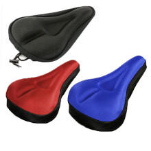 Bicycle Seat Cushion, Soft and Comfortable Gel Bicycle Seat Cover, Waterproof Bicycle Seat Cushion, Dustproof Spinning Bike Seat Cushion (Red)