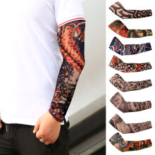 Skymirror 1 stuk fietsarmhoes, UV-werend, ademend, hoge elasticiteit, tattoo-patroon, zonbeschermende armhoes - Geschikt voor fietsen &