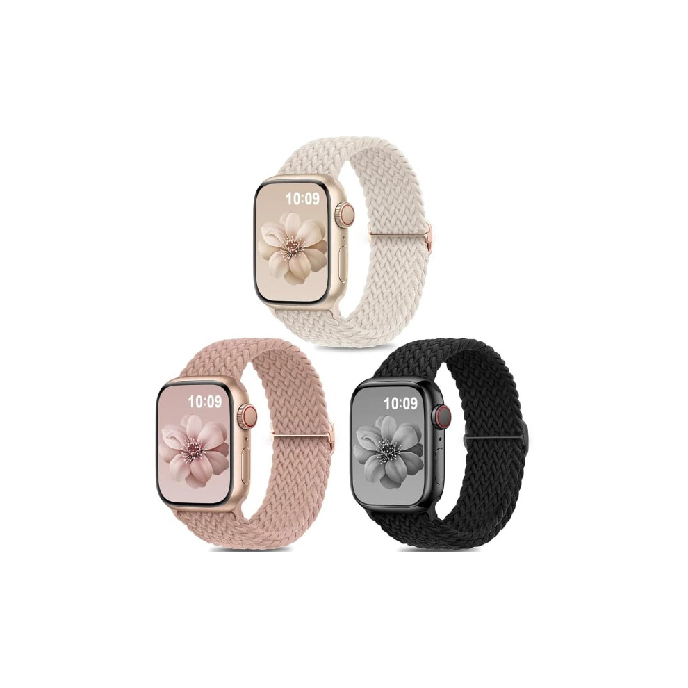 3-Pack Woven Solo Loop Compatible With Apple Watch 38/40/41Mm - Adjustable Nylon Elastic Sport Band For Women And Men 9423501633828
