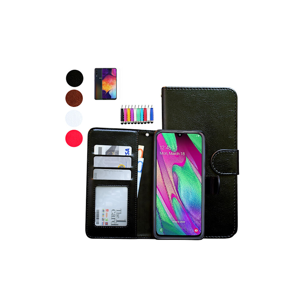 Compatible With Samsung Galaxy A40 - Leather Case / Protection Black 9423501633903