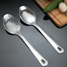 LYCAQL Stainless Steel 10" Serving Spoon & Slotted Spoon Set of 2, Dishwasher Safe, Silver