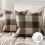 Phantoscope 18" x 18" Classic Coffee and Beige Plaid Polyester Throw Pillow , ( 2 Count) 1