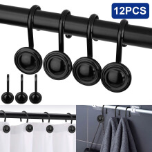 12pcs Shower Curtain Hooks, Compatible with DISEN Curtain Hardware, Rustproof Anti-Drop Rings for Bathroom Shower Rods