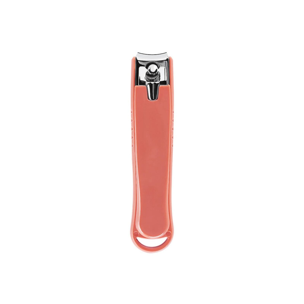 Pink Nail Clipper With Ergonomic Leverage, Large Carbon Steel Toenail Cutter, Curved Blade,