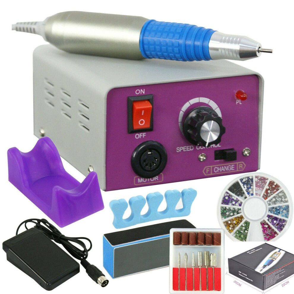 Professional Electric Nail Drill Kit with Foot Pedal, Low Noise, for Manicure and Pedicure