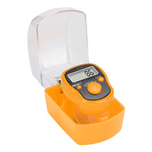 Compteur de clics portable orange avec mini écran LCD numérique, design ergonomique et bracelet ajustable, idéal pour le sport et le bureau,