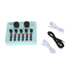 Placa de som USB para gravação de karaokê ao vivo, mixer V8Audio com modificador de voz e redução de ruído, volume ajustável e suporte para