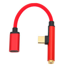 Adaptador de áudio com cancelamento de ruído, adaptador para fone de ouvido com som estéreo, design em ângulo reto, placa de som estéreo