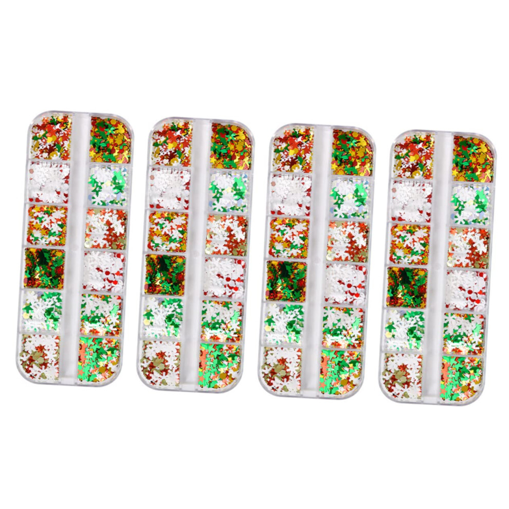 Christmas Nail Art Decorations Snowflake Stickers and Sequins for Festive Manicure Designs