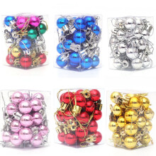 24pcs 2CM Christmas Pendant Miniature Ball Hanging Decor Xmas Tree Ornaments Layout Decorative Props for Home Store (Blue)