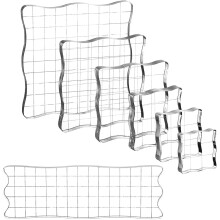 Conjunto de 7 blocos de acrílico transparentes para carimbo, com grade, ideal para scrapbooking, artesanato, cartões e agendas.