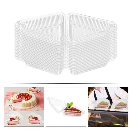 WSTEER 50pcs Cake Carrier Cheese Container Cake Slice Box Pie Carrier Clear Container 2