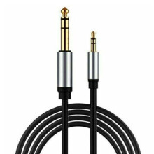 3,1 m stereo audio konvertorový kábel TRS s konektorom 3,5 mm 1/8" samec na 6,35 mm 1/4" samec