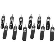 12Pcs SIM Card Removal Tool-Sim Card Tray Pin Eject Removal Tool Needle Opener Ejector,with Removable Key Chain,Black