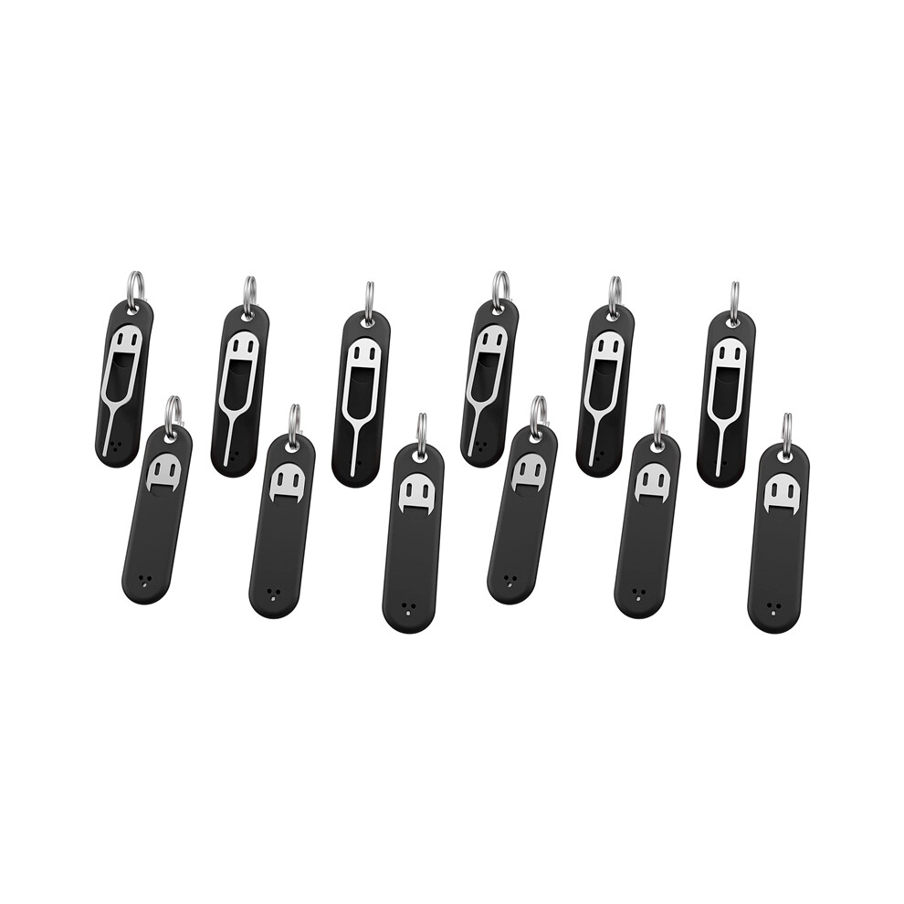 12Pcs Sim Card Removal Tool-Sim Card Tray Pin Eject Removal Tool Needle Opener Ejector,With Removable Key Chain, Black 9773935861565