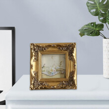 European Style 4x4 Square Photo Frame Tabletop and Wall Antique Ornate Embossed Painting Frame Picture Frame for Living Room Bedroom Home