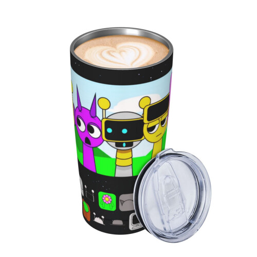 Κούπα καφέ Incredibox Sprunki με καπάκι, 20oz – Ποτήρι ταξιδιού από ανοξείδωτο ατσάλι που 1