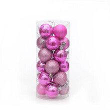 Jacenvly 24 stuks 4 cm plastic kerstballen, gegalvaniseerde hangende decoraties, voor binnen en buiten, kerstdecoratie, verpakt in een ton.