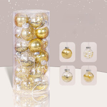 Bocqde 2,36 inch kerstballen, 24-delige set, geschikt voor kerstboomversiering, hangende kerstornamenten, kerstcadeau