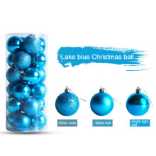 24Pcs Christmas Balls Assorted Pack, Thickened Shatterproof Sphere Electroplated Xmas Tree Hanging Ball Pendants Xmas Balls light blue 6cm